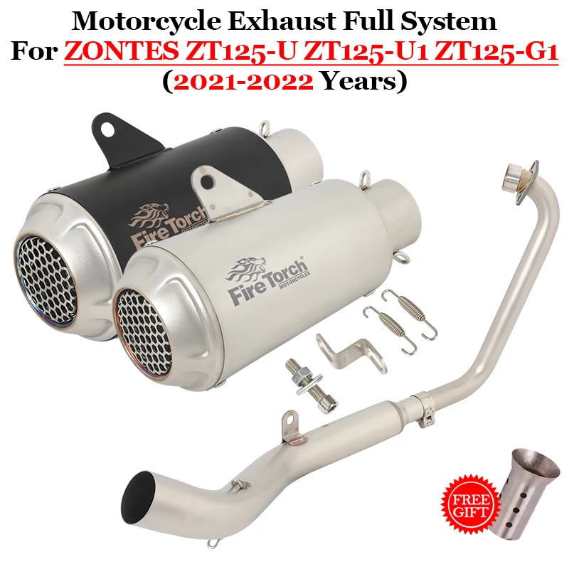 Motorfiets Uitlaat Escape Full Systeem Wijzigen Demper Front Link Pipe Voor Zontes ZT125-U ZT125-U1 ZT125-G1 Zt125 U1 G1 2021 2022