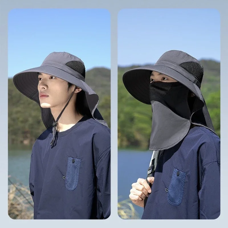 Sommer Herren Kappe Outdoor Angeln UV-Schutz Sonnenhüte Kappe für Männer Frauen Wandern Camping Nackenschutz Fischerhut