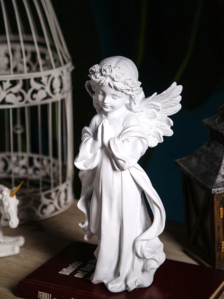 American retro angel crafts Nordic ornaments decoration living room small sculptures high-quality desktop home