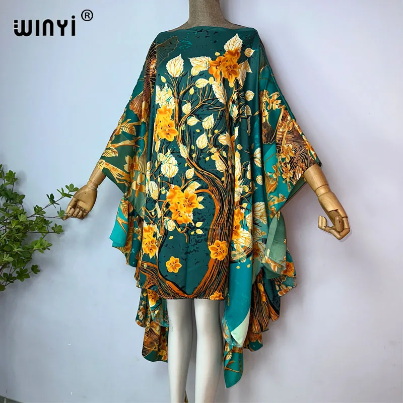 Kobiety WINYI boho letnia moda wieczorowa impreza plażowa Africa Lady kaftan wakacje z jednym dekoltem seksowna elegancka okrycie plażowe sukienka