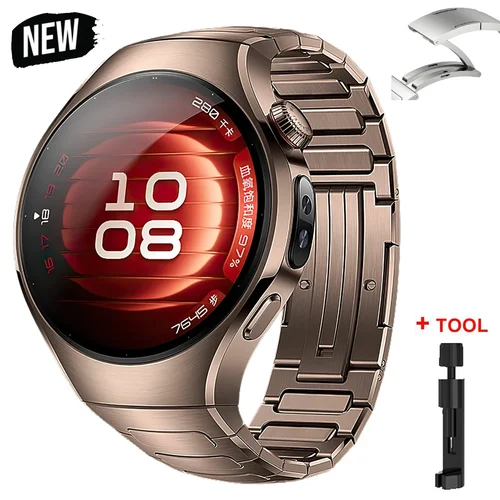 Imagen 2 del producto Correa de titanio de lujo Original para Huawei Watch 5, correa de Metal sin huecos de 46MM para Huawei Watch 5, correa de liberación rápida de negocios de 42mm
