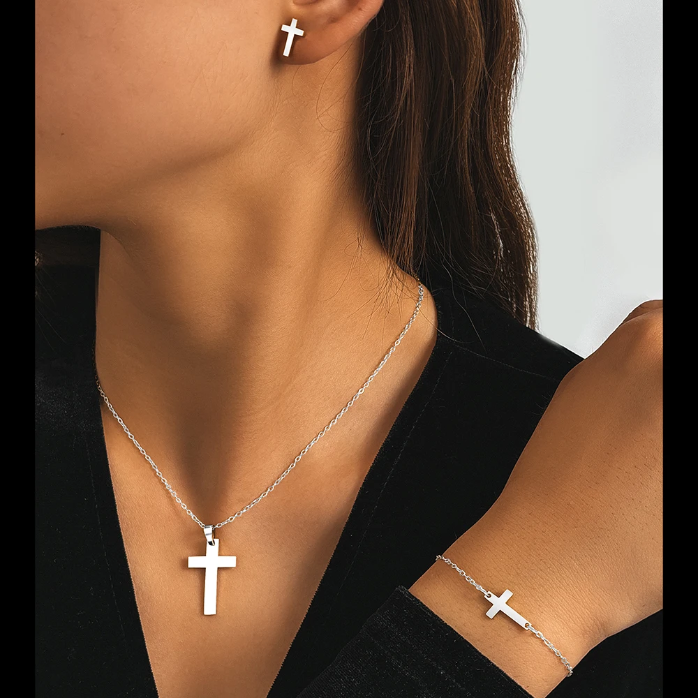 Stainless Steel Jewelry Set Cross Popular Ladies Jewelry Set High Quality Exquisite Jewelry Set Ladies Jewelry For Women Jewelry