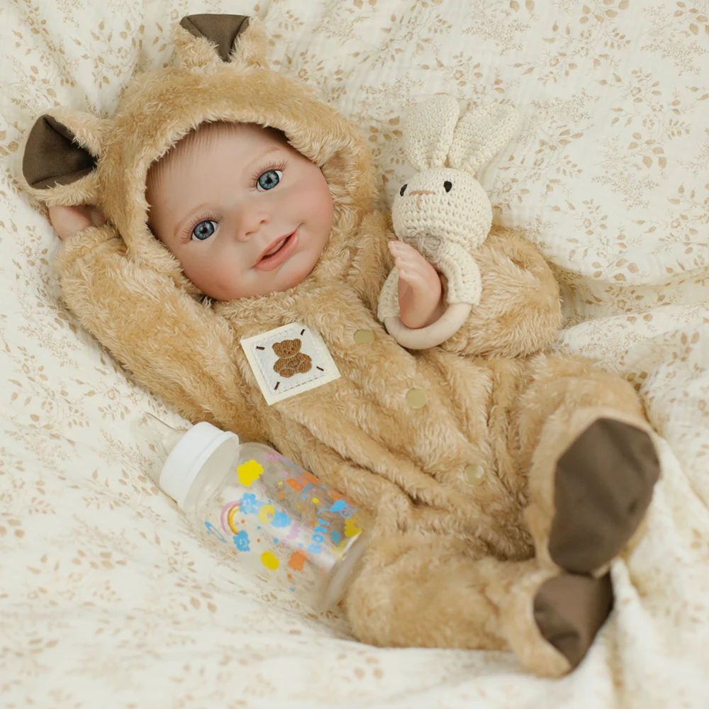 

18Inch Handmade Newborn Baby Doll 3D Skin Tone Soft Vinyl Body Boneca Slido Bebe Reborn Baby Girl Dolls for Kids Birthday Gifts