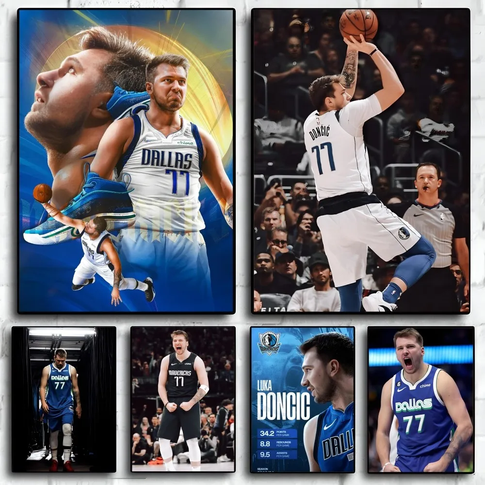 1PC Luka Doncic Poster Self-adhesive Art Waterproof Paper Sticker Coffee House Bar Room Wall Decor