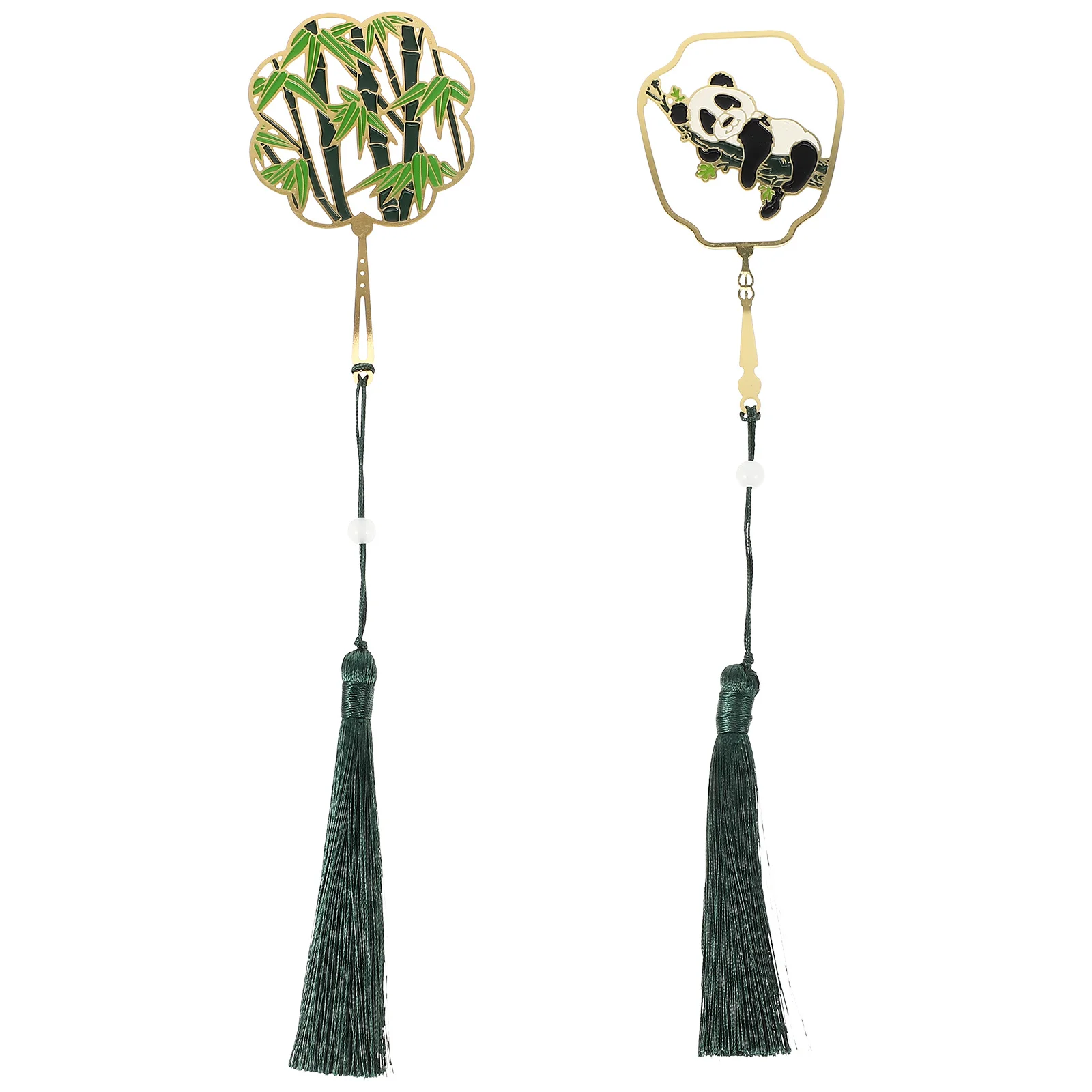 ที่คั่นหนังสือโลหะรูปแพนด้าสุดหรู 2 ชิ้น ดีไซน์เก๋ไก๋ พกพาสะดวก พร้อมพู่ห้อย เหมาะสำหรับฤดูกาลรับปริญญาและคนรักหนังสือ