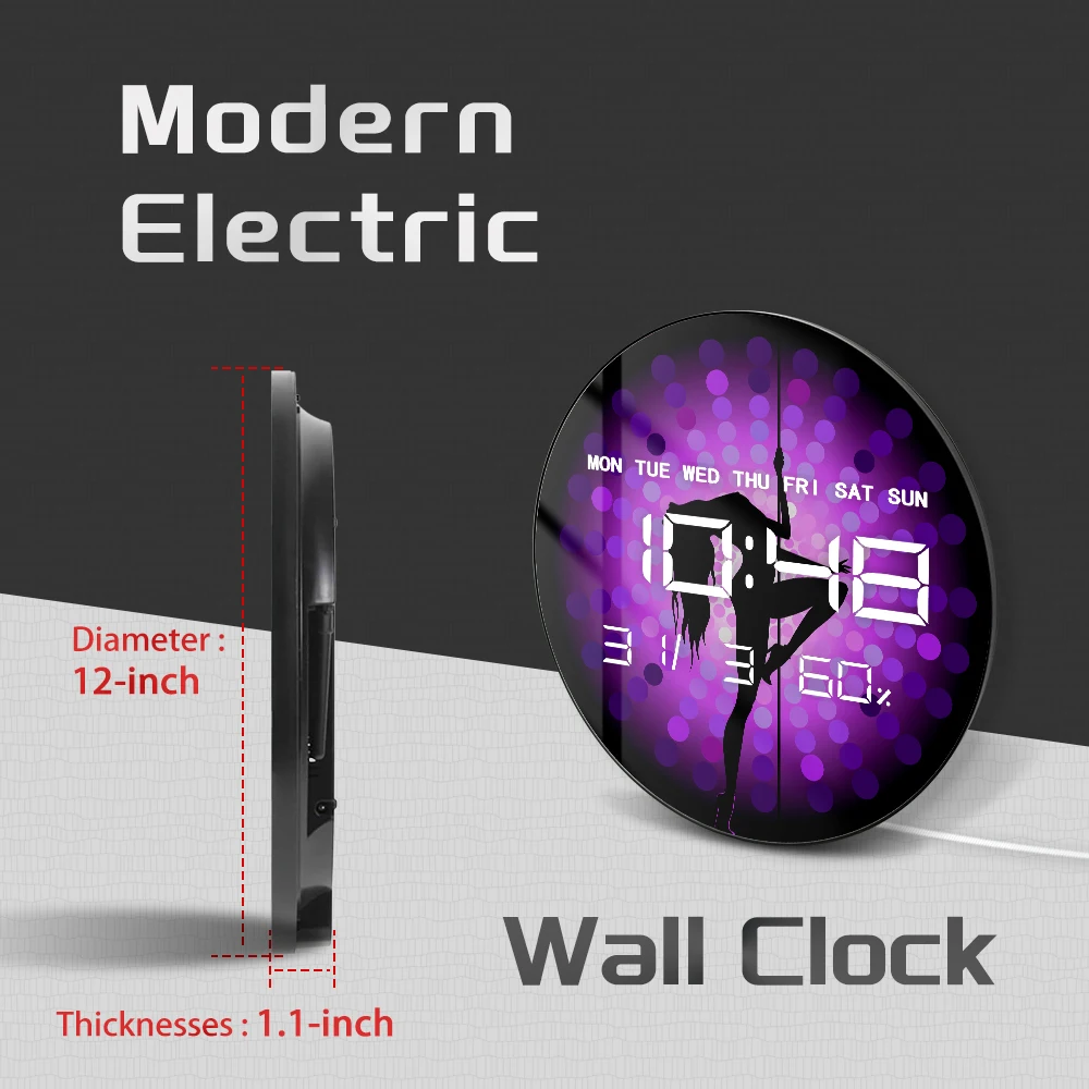 القطب الرقص فتاة LED ساعة حائط رقمية للرقص استوديو سرقة أنبوب راقصة صورة ظلية ساعة رقمية كهربائية استخدام الحائط والمكتب