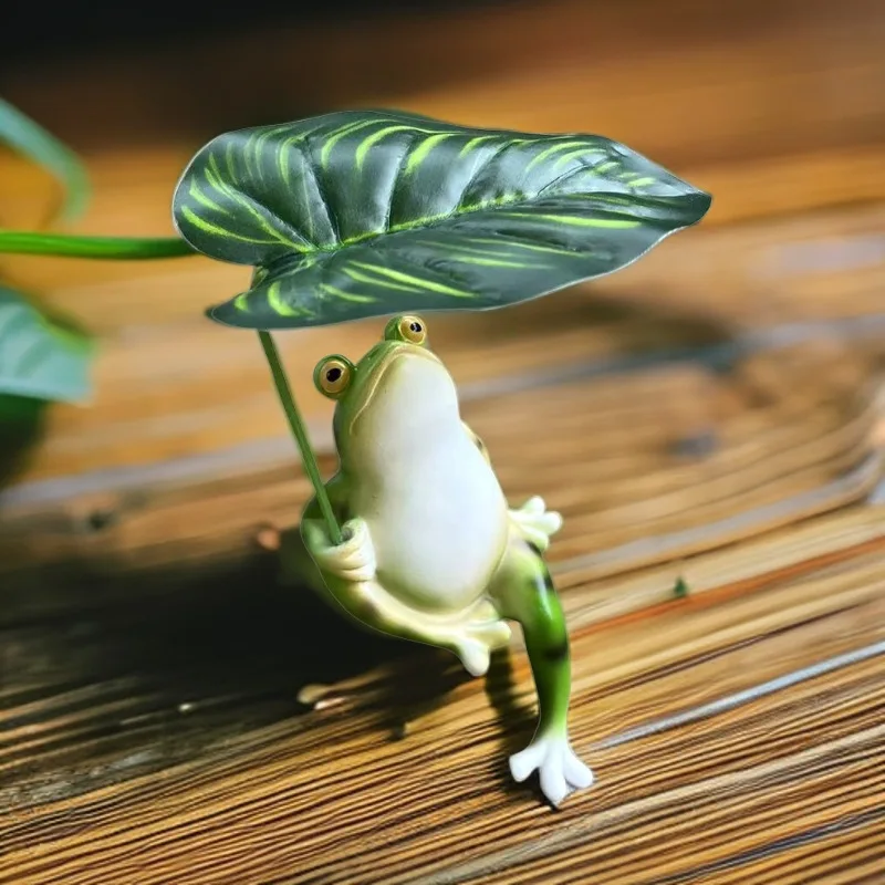 Leaf cooling simulation frog ornament fish pond fish tank micro landscape layout landscaping home balcony courtyard crafts