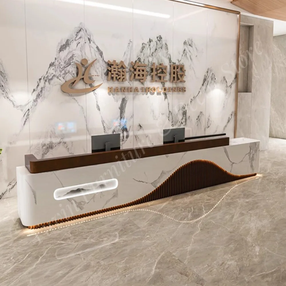 Modern Durable Commercial Office Reception Desk Chairs Set Customized Colors School Hotel Dining Supermarket Use Wood