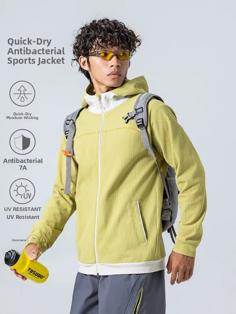 Outdoor Climbing Color Block Hooded Zipper Cardigan Sweatshirt Unisex Loose Versatile Sportswear Upper Apparel Jacket