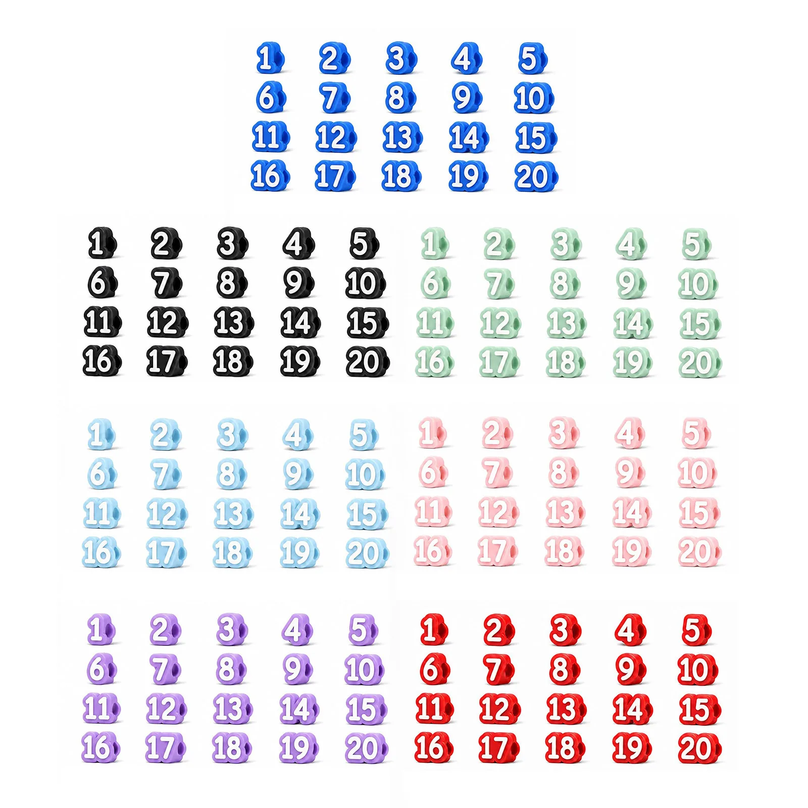 20 Pcs Numbered Pencil Toppers 1-20 3D Printed Pencil Tracking Markers Reusable Number Tags Gifts Party Favors for Students