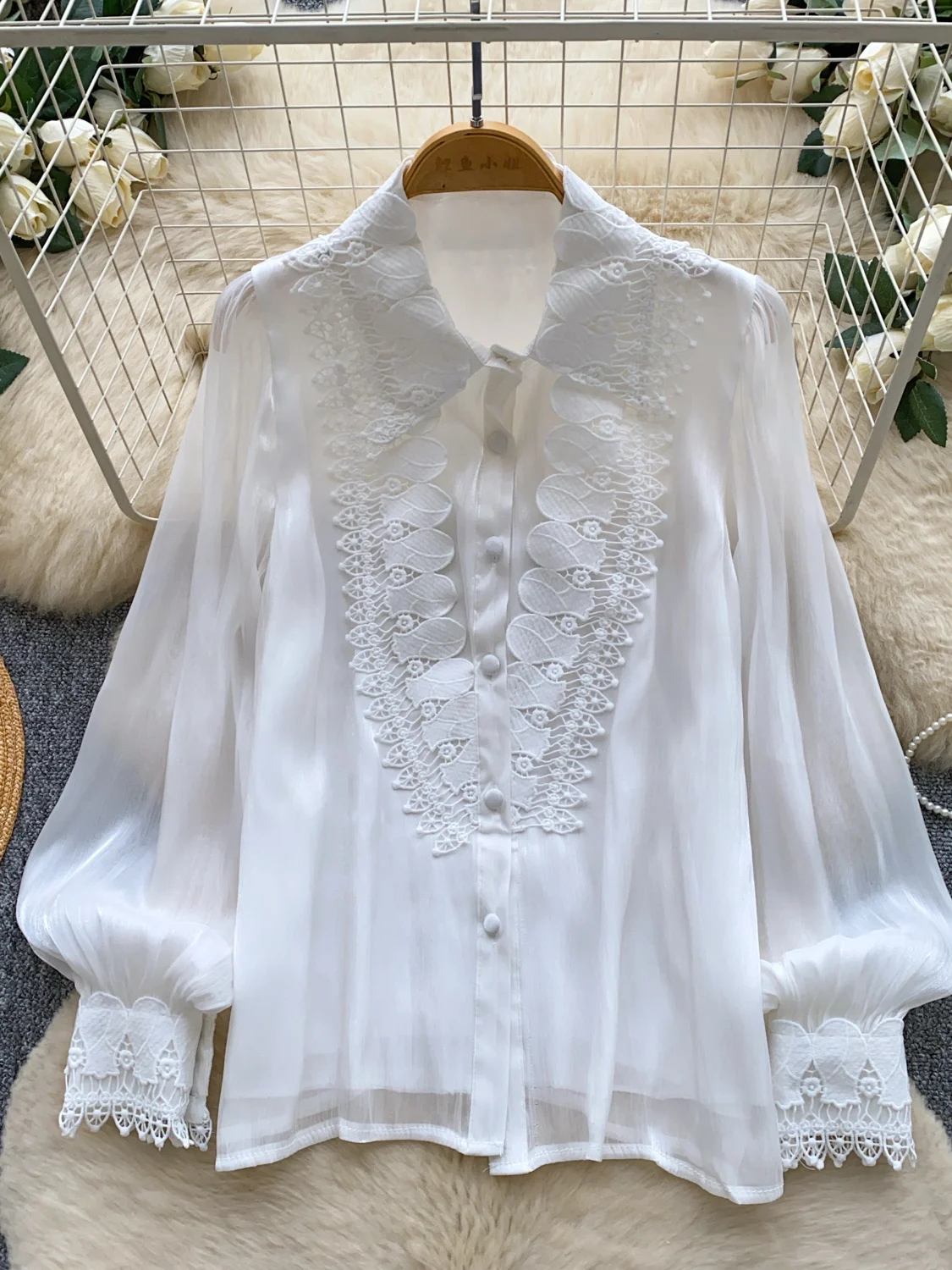 Women's Long Sleeve Shirt Gentle Wind 3D Flower Wood Grain Breathable Skin-friendly Pink Color Commute Style Autumn 2026 3