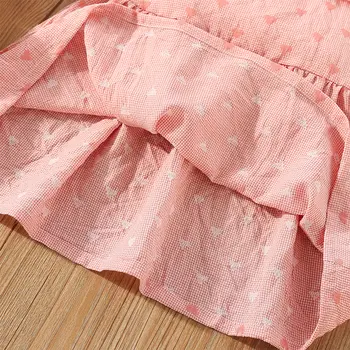 (0-3歲)夏季純棉全印花愛心飛袖女嬰連身裙可愛蕾絲公主裙 10 最佳銷售 幼兒生日禮服 - №8