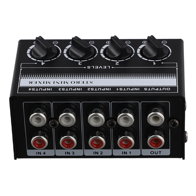 Mini Stereo Audio Mixer 4-Channel Passive Mixer Portable Audio Mixer Lotus Socket Input For Live Studio CD Players