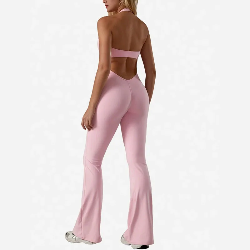 

Летний хит продаж: Женский комбинезон с кружевным V-образным вырезом, без рукавов, с открытой спиной, для фитнеса и йоги, с завязками на шее, подтягивающий бедра, с широкими штанинами