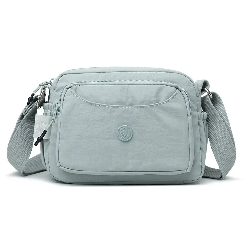 Leichte Nylon-Umhängetasche mit verstellbarem breitem Riemen, mehrschichtige Handtasche, Schultertasche, Messenger-Tasche für Damen im Alltag – Detail 17