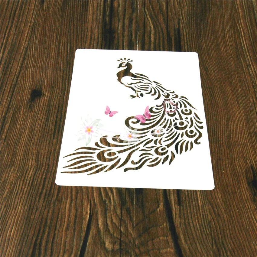 Animal Peacock Plastic Stencil for Cake Decoration or Spray Flower Wall Painting Embossing Paper Crafts Scrapbook Photo Card