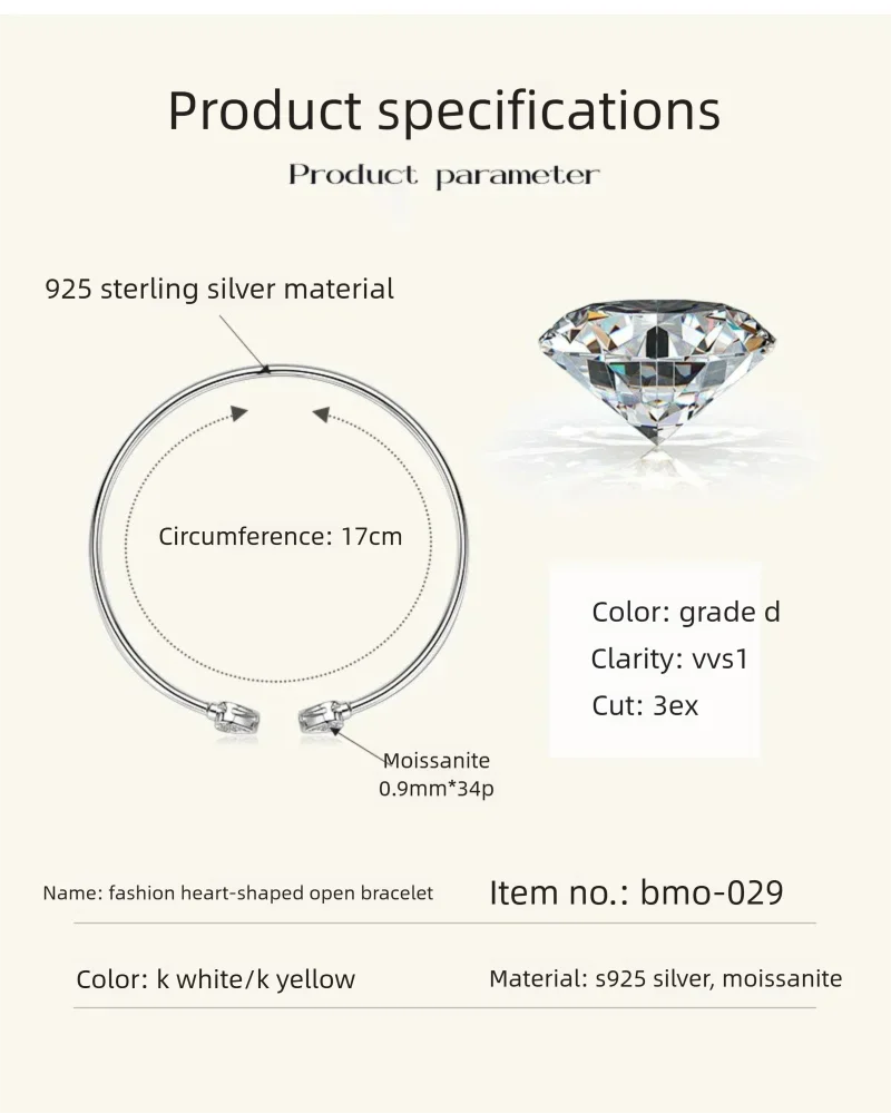 Moissanite Tennis Bracelet 925 Sterling Silver Plated White Gold Bracelet for Women Man Sparkling Party Jewelry