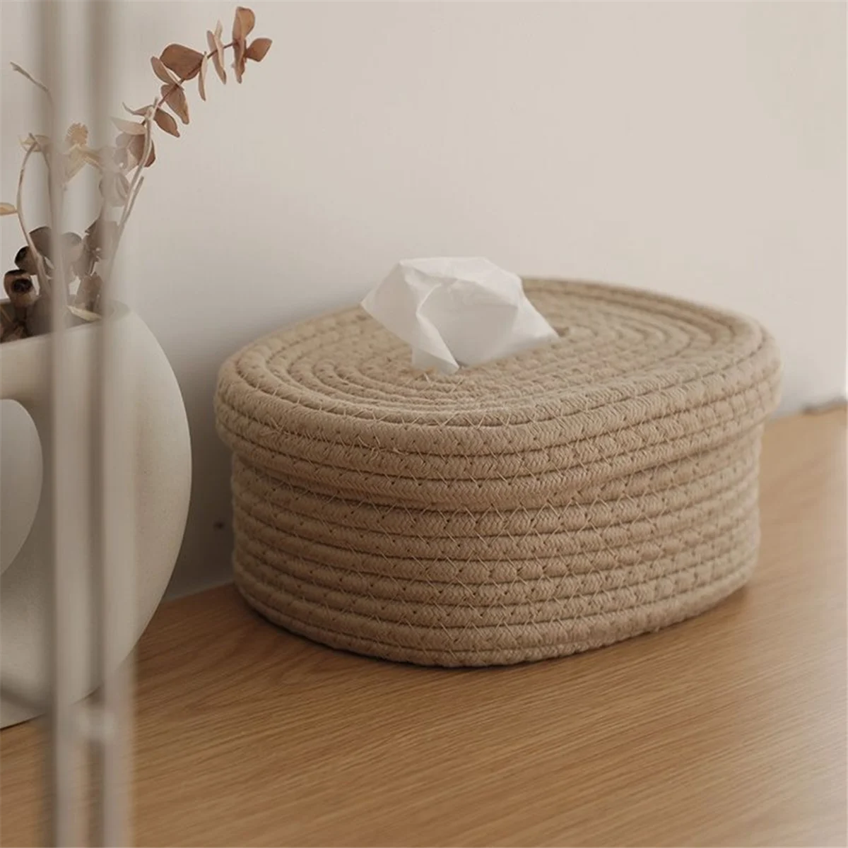 Tissue Box Cover Square Tissue Holders Cotton Rope Covers Rectangular Tissue Box Cute Accessories Decorative Organizer A