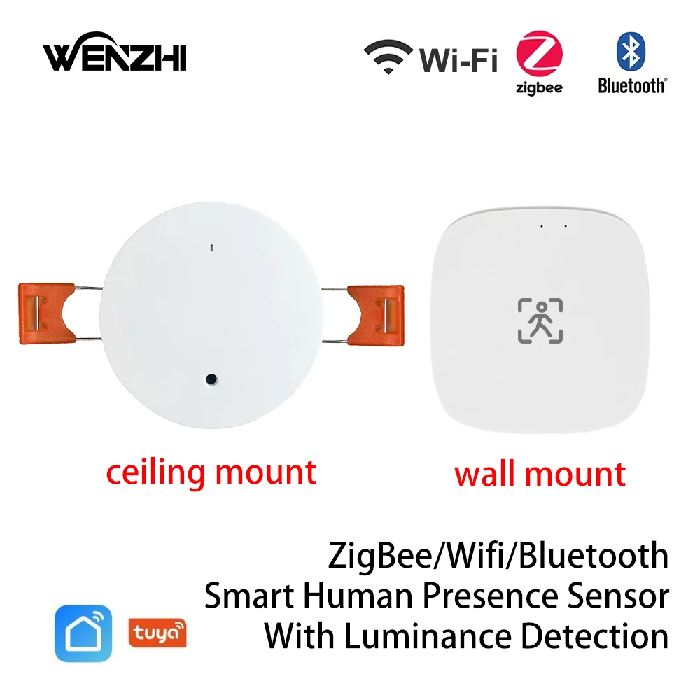 Wi-Fi/ZigBee/BLuetooth MmWave датчик присутствия человека датчик движения с яркостью/дистанционным обнаружением Tuya умная жизнь Автоматизация дома