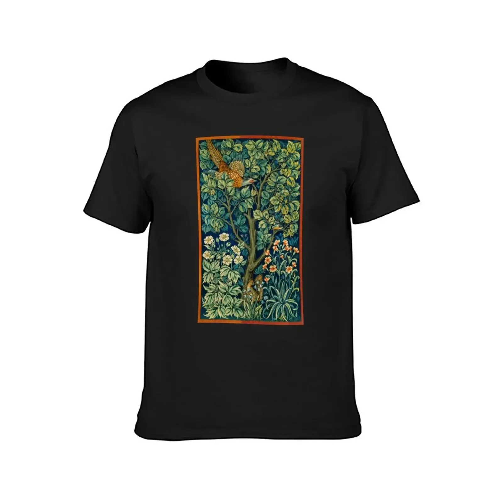 William Morris Pheasant Woodland Scene Vintage Textile T-Shirt plain vintage clothes plus sizes blacks t shirts men