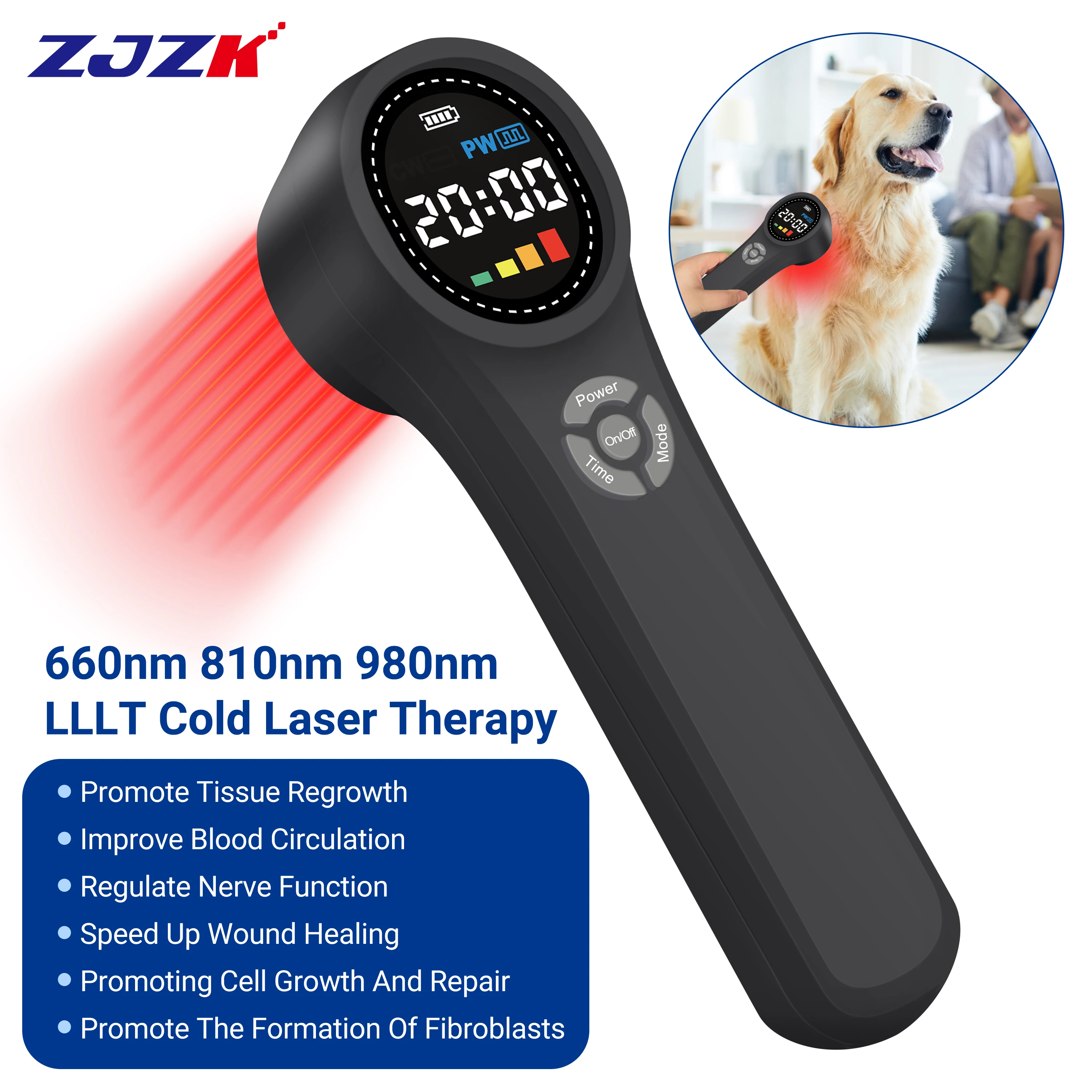 

ZJZK Laser Spine Therapy 660nmx16diodes Near Me 810nmx4diodes+980nmx4diodes Laser Light Therapy For Back Pain Tendinitis