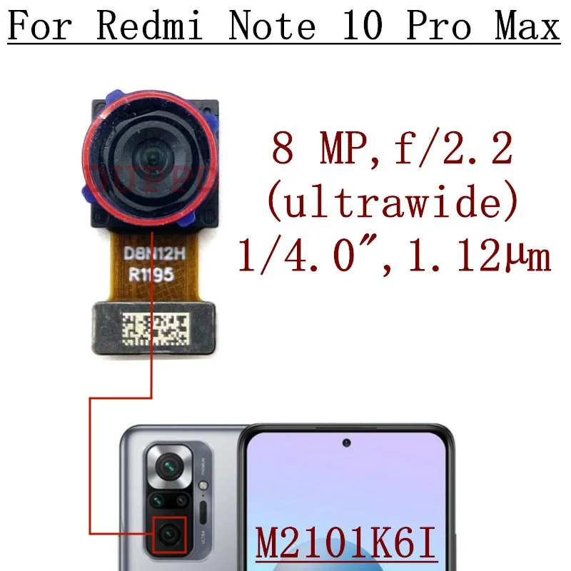 Rear Camera For Xiaomi Redmi Note 10 Pro Max M2101K6I Back Front Facing Main Wide Macro Depth Cameras Flex