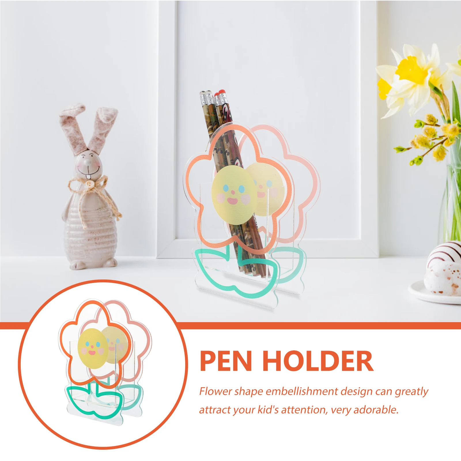 

Acrylic Pen Holder Stationery Organizer Desktop Storage Box Flower Shaped Pencil Office Supplies Student Desk tidy pen pencil