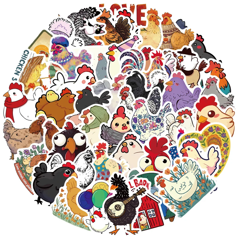 10/30/50Pcs Cute cartoon animal chicken waterproof Stickers Decal Laptop Motorcycle Luggage Snowboard Fridge Car Pegatinas