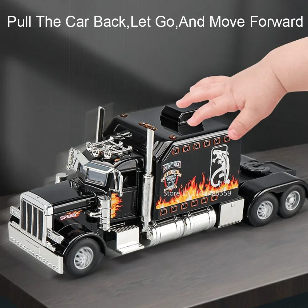 1:24 escala peterbilt389 modelos de brinquedo de carro liga diecast tratortruck brinquedos som luz portas abertas puxar para trás para crianças edutainment