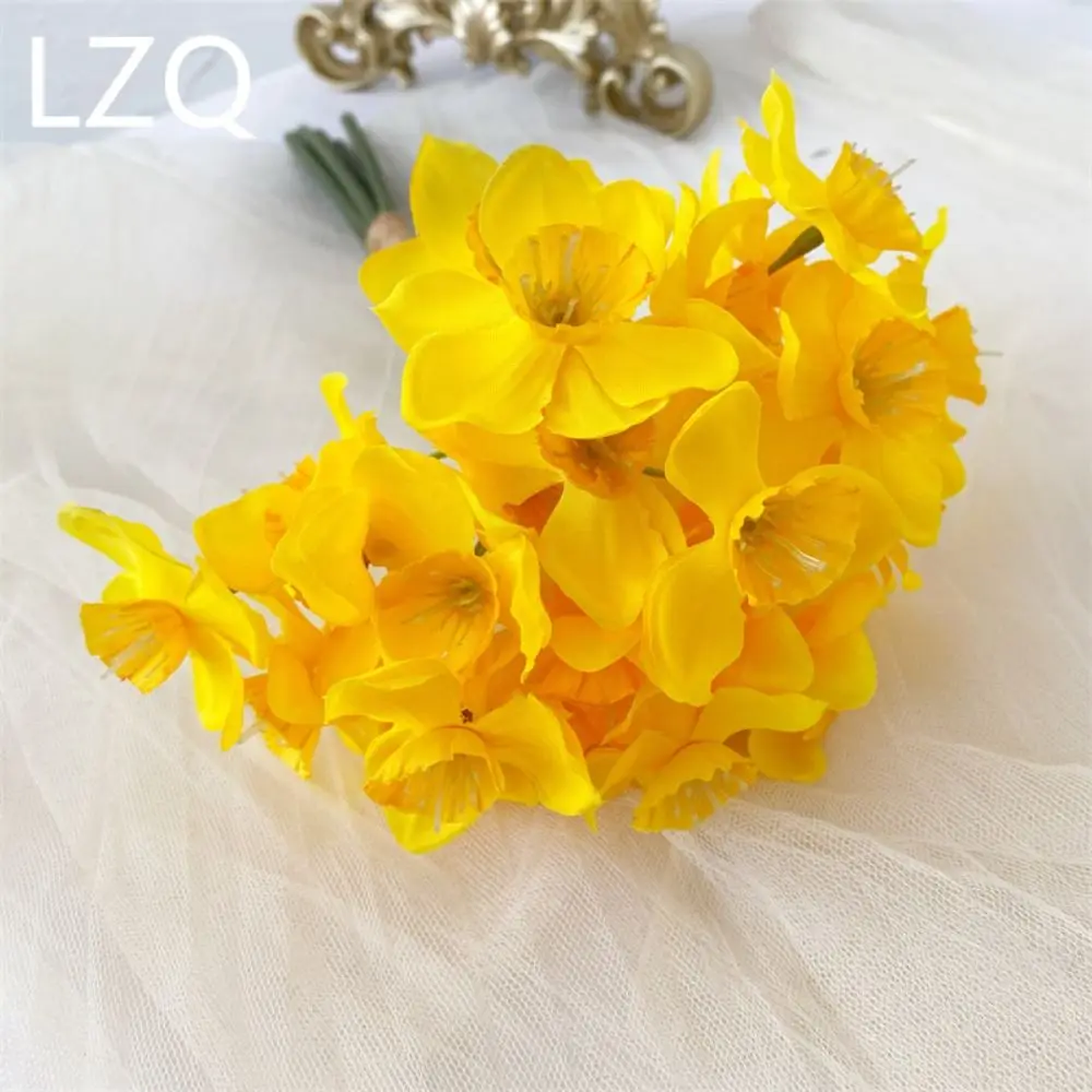1 Bundle Beautiful Artificial Narcissus Flower New Home Artificial Daffodils Bouquet Wedding Decor Fake Flower