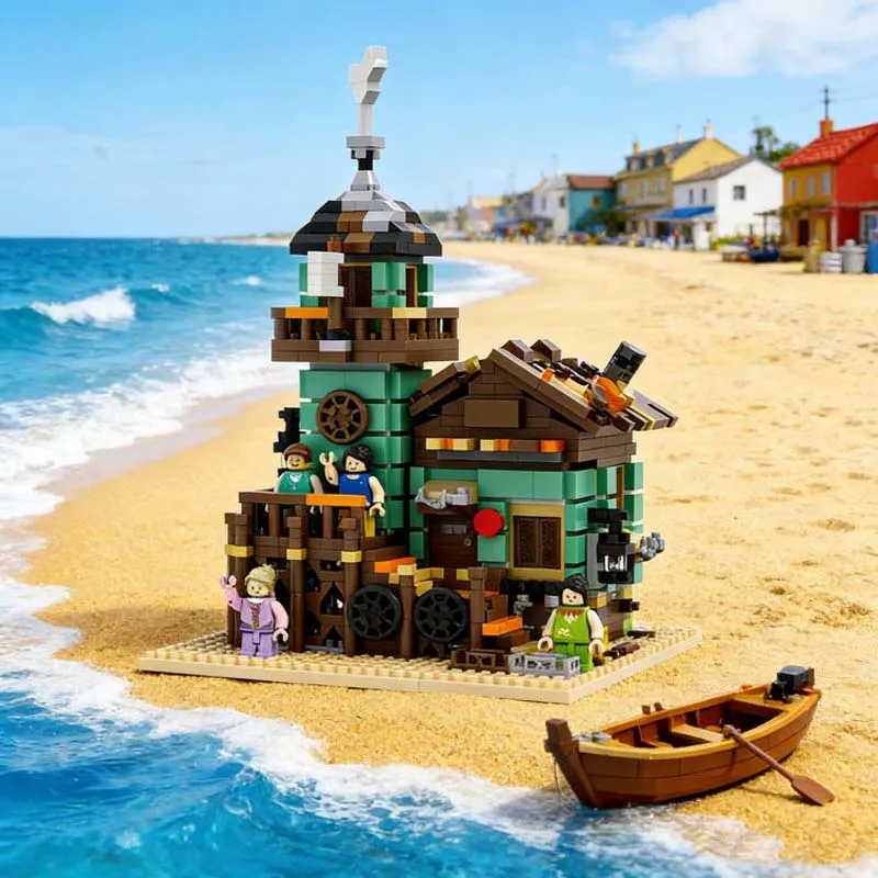 

2026 Fisherman's Cabin Building Blocks for Adults 14+, High Quality Ocean Themed Fishing House Gifts for Children