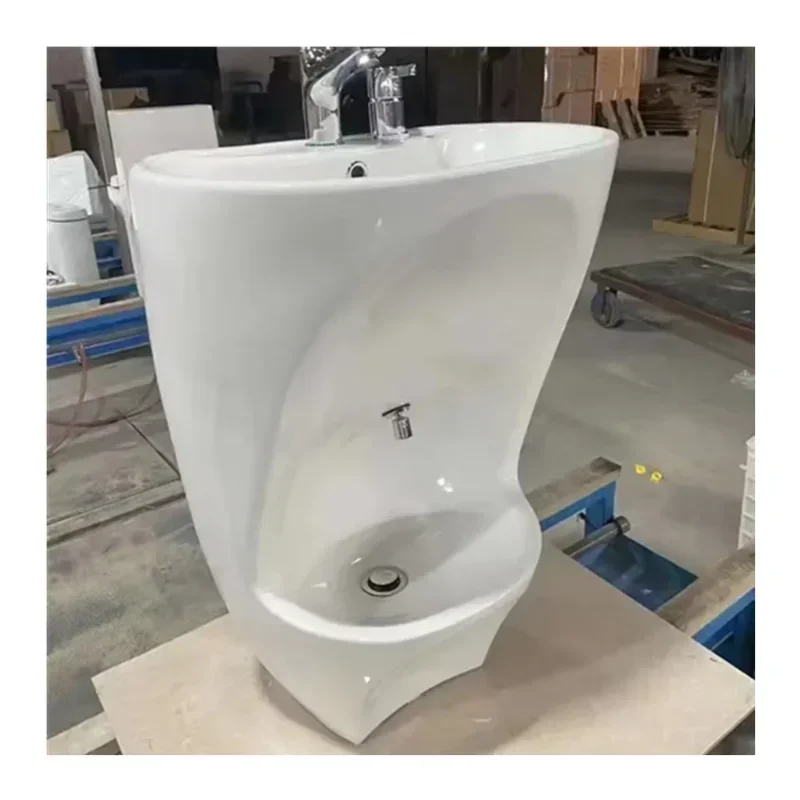 Commercial Building Muslim Wudu Foot Wash Basin Ceramic Freestanding Pedestal Wash Basin