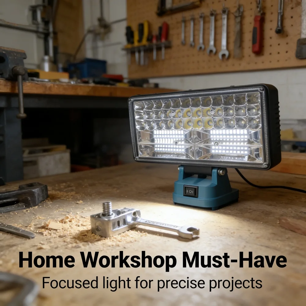 90W LED-Arbeitsleuchte für Makita 18V Akku, kabellose tragbare Arbeitslampe, verstellbarer Flutlichtstrahl für Werkstatt, Garage, Baustelle, Außenbereich – Detail 5