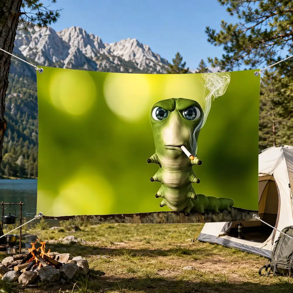 fun caterpillar Flags Aesthetic Wall Tapestry Printed Wall Hanging Living Room Party Outdoor Decor