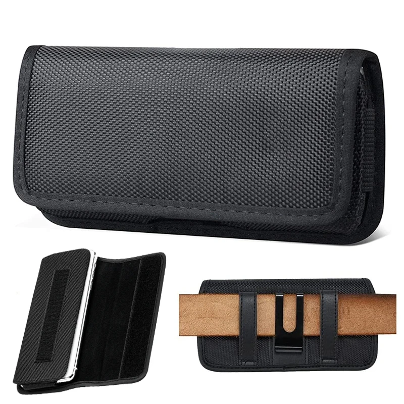 Phone Holster Case Nylon Cell Phone Belt Clip 3.5-6.3 inch Pouch Carrying Case Waist Bag for iPhone 13 12 Samsung Galaxy Xiaomi