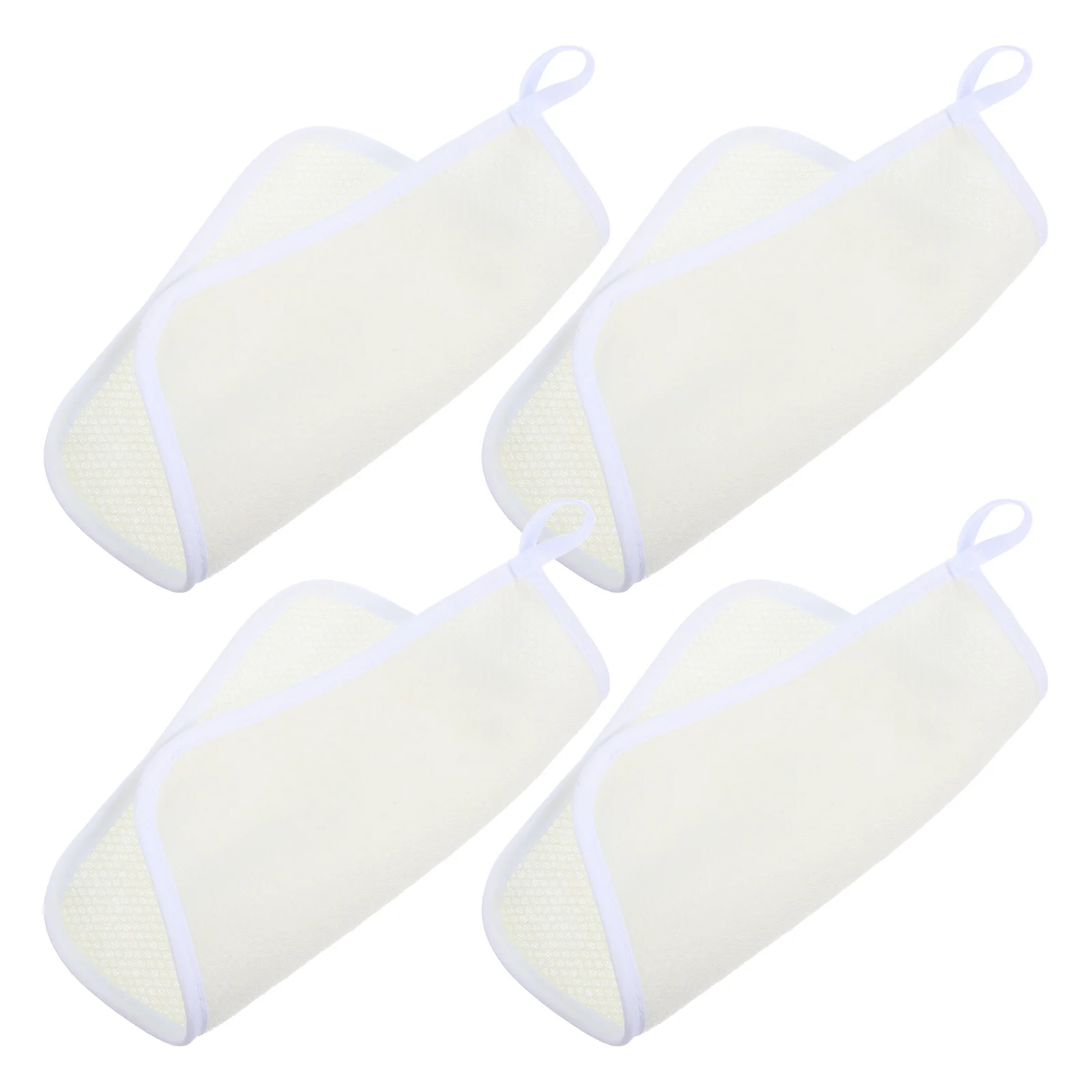 

4pcs Dual-Sided Exfoliating Wash Cloths For Shower Body Scrubber Towels Soft Beige Bath Cloth Loofah Mitt Face Massage