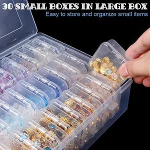 Bead Organizer Box 30pcs recipientes de almacenamiento de cuentas de plástico transparente pequeños con tapa con bisagras para el almacenamiento de artículos pequeños Joyería de manualidades 8 mejores libros de joyas de ventas - №7