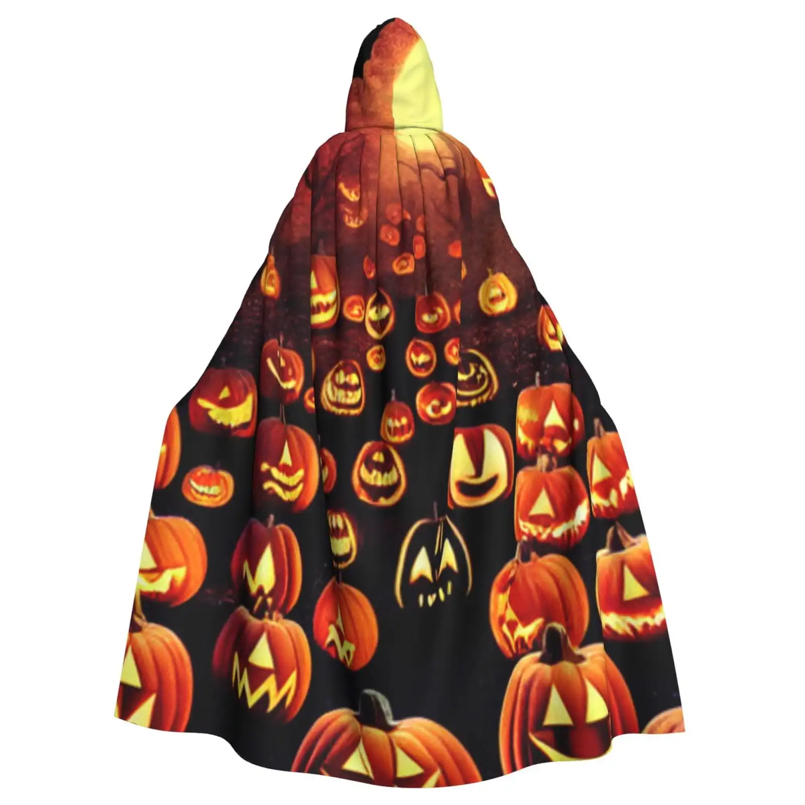

Unisex Hooded Cloak Adult Lightweight Overcoat Halloween Pumpkin Tree Forest Cloak For Halloween Cosplay Costumes