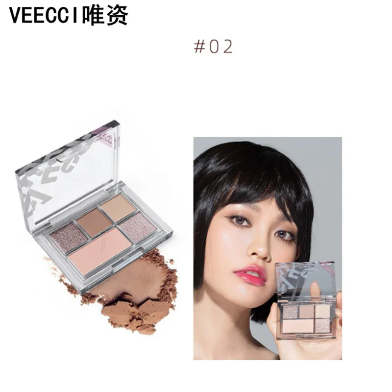 Veecci-アイシャドウパレット,真珠のきらめく色,長持ちする,5色