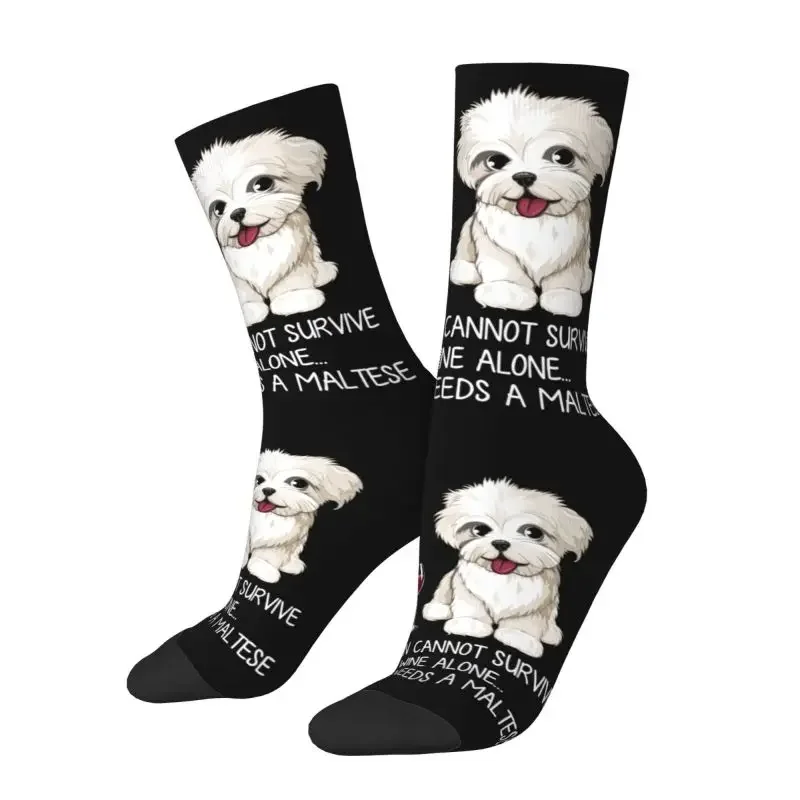 

Y2K Cute Mens Funny Wine And Maltese Dog Dress Unisex Warm Comfortable 3D Printing Cartoon Puppy Crew Socks