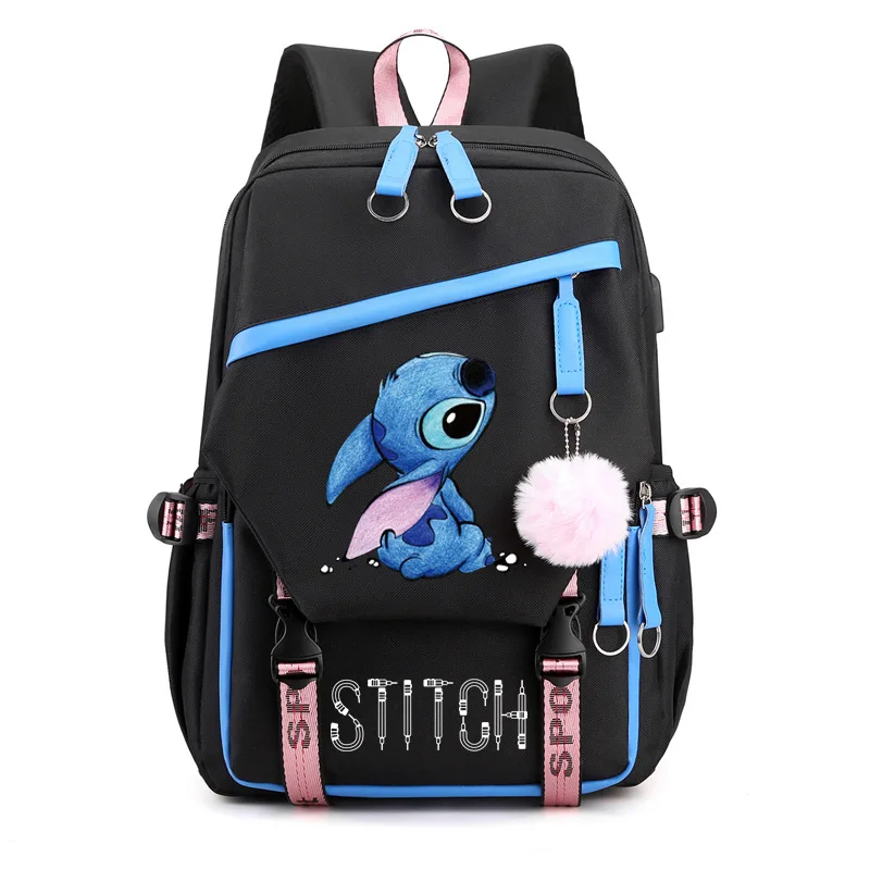 original Disney Stitch Bag USB Charging Mochila Capacity Backpack Women Kpop School Bags for Teenage Laptop Travel Backpack