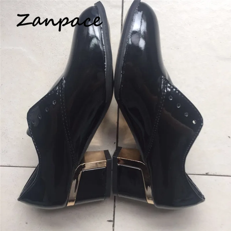 Fashion Boots 2021 Women Shoes Patent Leather High Heel Boots Square Heel Womens Ankle Boots for Women Pointed Toe Boots