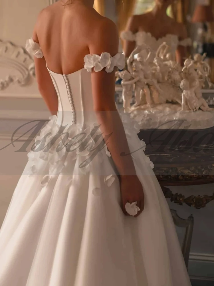 A2440 매력적인 흰색 웨딩 드레스 꽃 라인 바닥 길이 여성 파티 댄스 파티 특별 행사 이브닝웨어 베스 티드 맞춤형