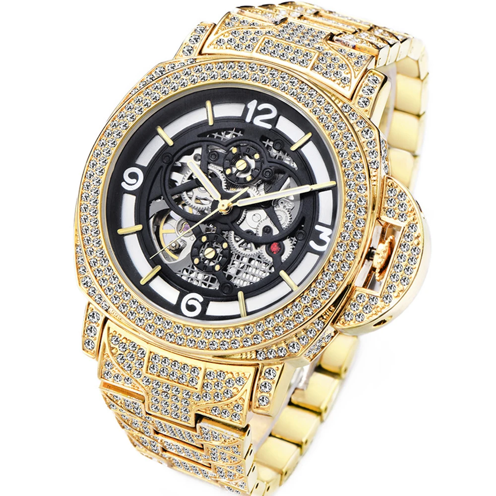 

Iced Out AAA Diamonds Watches for Men Skeleton Tourbillon Automatic Mens Watches Mechanical Wristwatch Man Clock Luxury Relojes