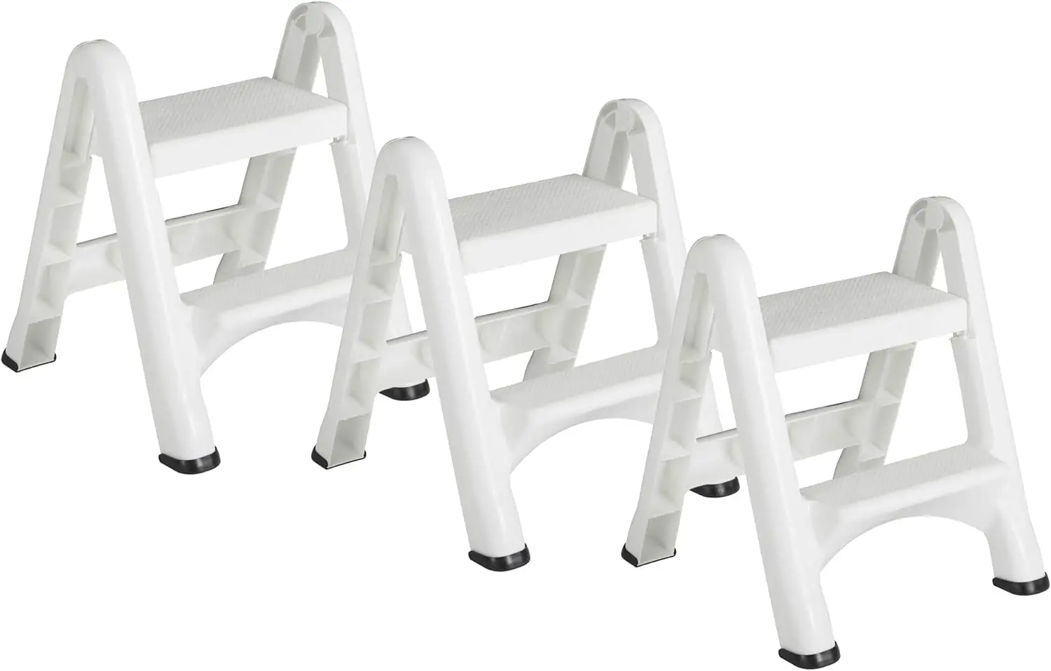 Rubbermaid FG420903WHT EZ Step 2 Step Folding Plastic Ladder Step Stool with Skid Resistant Foot Pads, White (3 Pack)