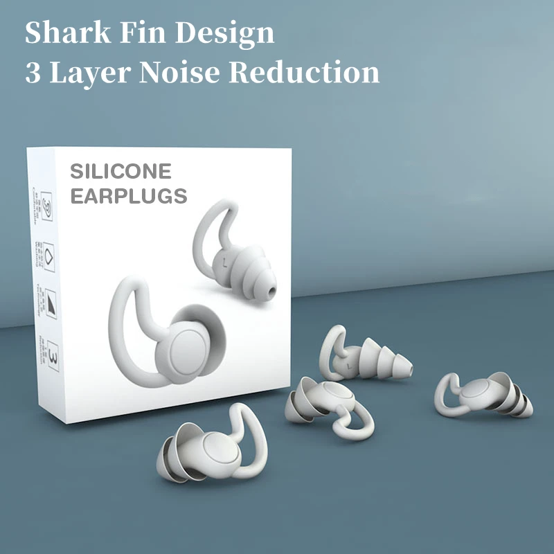 2Pcs 3 Layers Sleeping Earplugs Sound Reduction Plug Ear Hearing Protection Silicone Anti-Noise Plugs for Travelling Sleep