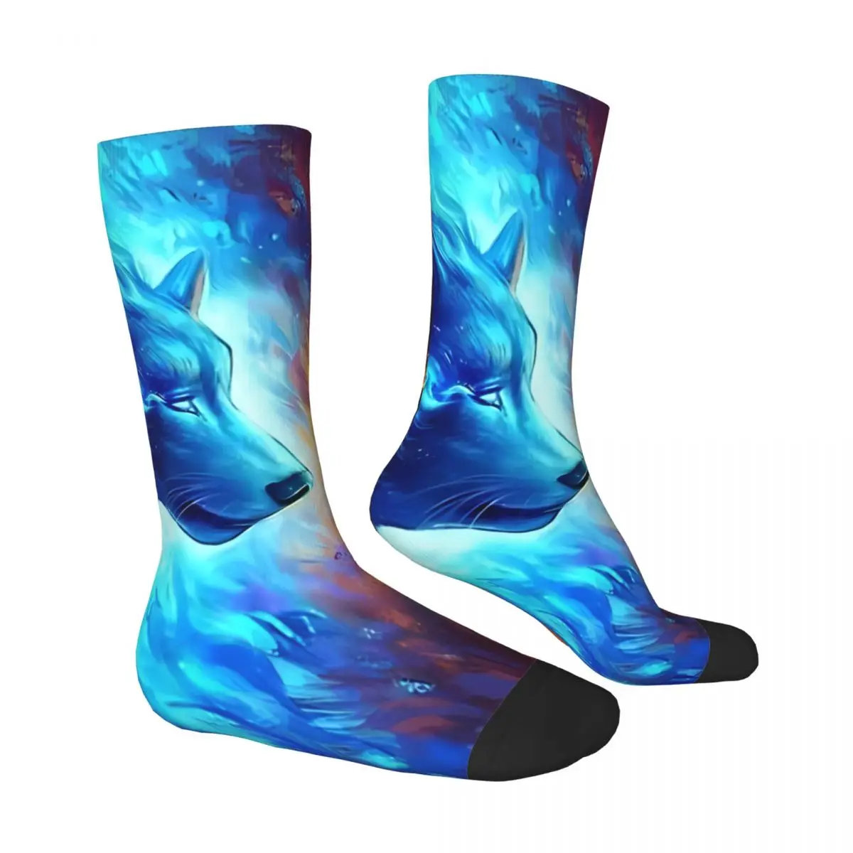 Ice Wolf And Fire Wolf Wolf Rivalry Socks Male Mens Women Spring Stockings Harajuku