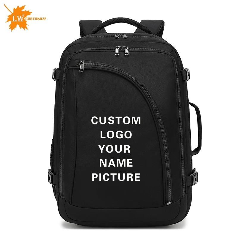 

Large Capacity Backpack Men Laptop Backpacks 17.3 Oxford Black Solid High School Bags Teen College Boy Custom logo name pattern