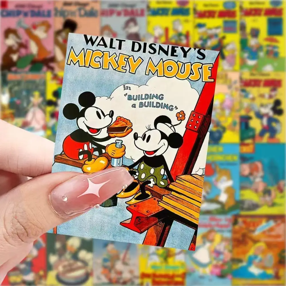 New 60pcs Retro Classic Disney Anime Poster Stickers Cute Alice Mickey Mouse Cartoon Sticker Laptop Diary Phone Decal Kids Toy