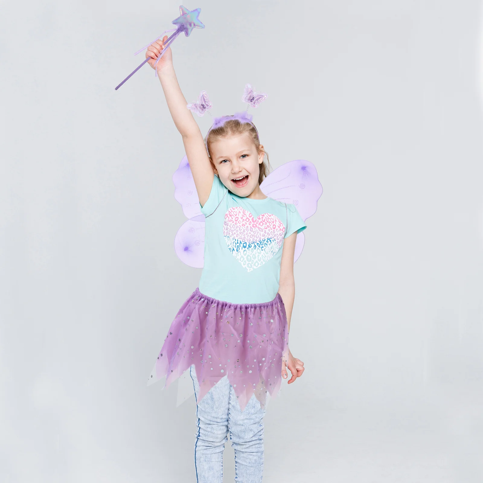 

1Set Butterfly Wings Headband Fairy Skirt Dress Soft Comfortable Costume for Dance Party Performance Performance Dress